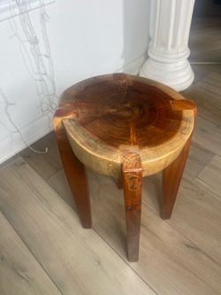 Solid Wood Rustic Stump Stool / Plant Stand