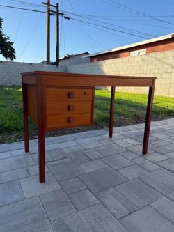 Vintage Danish Mid-Century Modern Teak Writing Desk – Domino Møbler