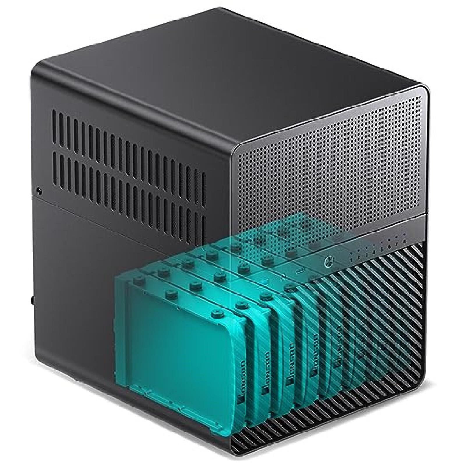 JONSBO N3 Mini-ITX NAS PC Chassis, ITX Computer Case, 8HHD+1-SSDD isk Bays NAS Mini Aluminum with Steel Plate Case, Built-in 2x10cm Fan, Power Suppor