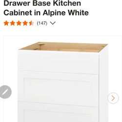 Avondale 30 in. W x 24 in. D x 34.5 in. H Ready to Assemble Plywood Shaker Drawer Base Kitchen Cabinet in Alpine White

