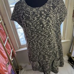 Fever Black/white Sweater X Large Short Sleeve Tunic Top 