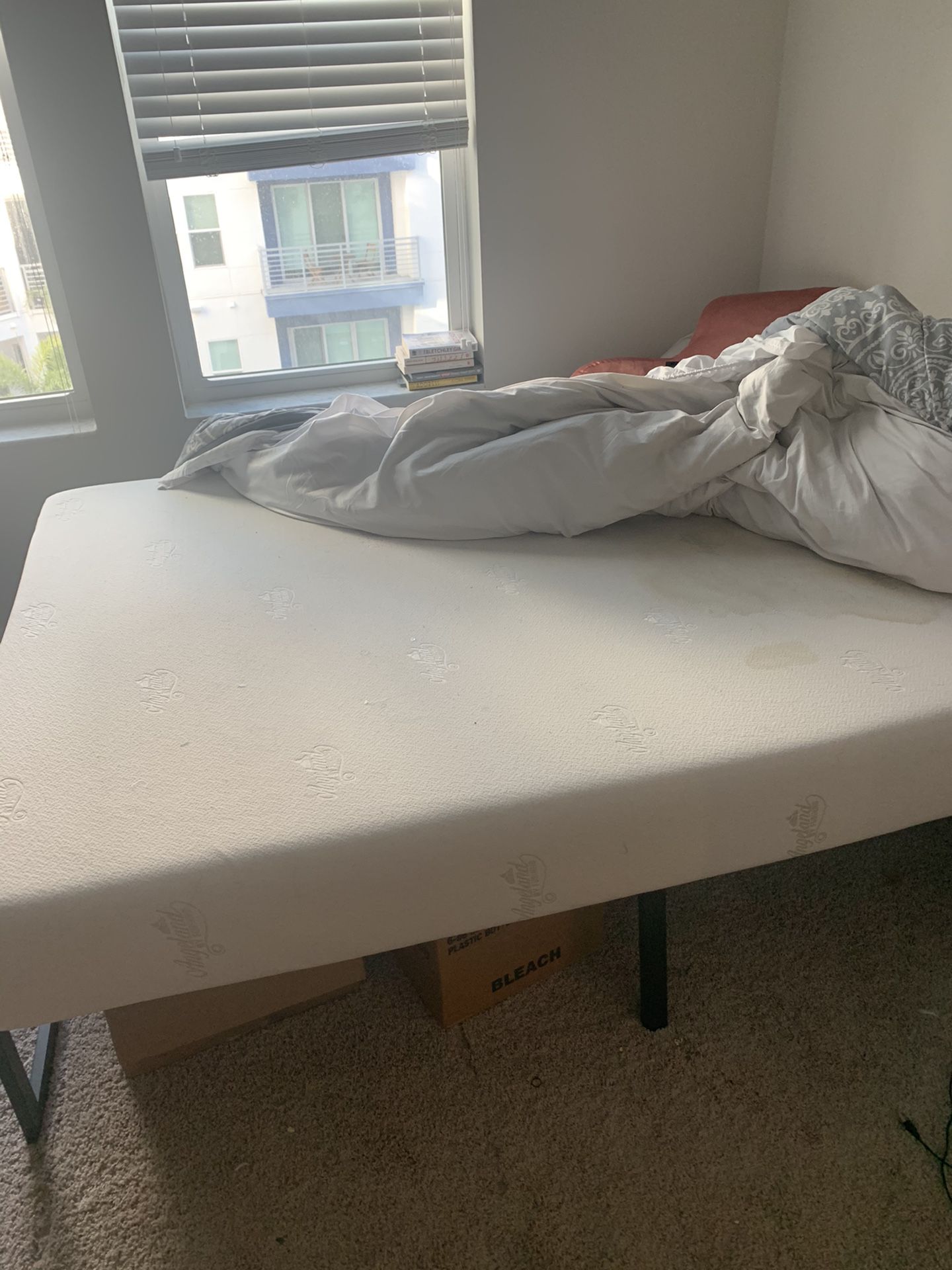 Queen size mattress and bed frame