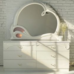 80S ITALIAN LACQUER DRESSER, Mirror, Bed Frame, Drawers (WHOLE SET)