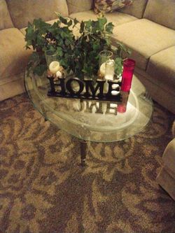 Glass With Metal Base Coffee Table