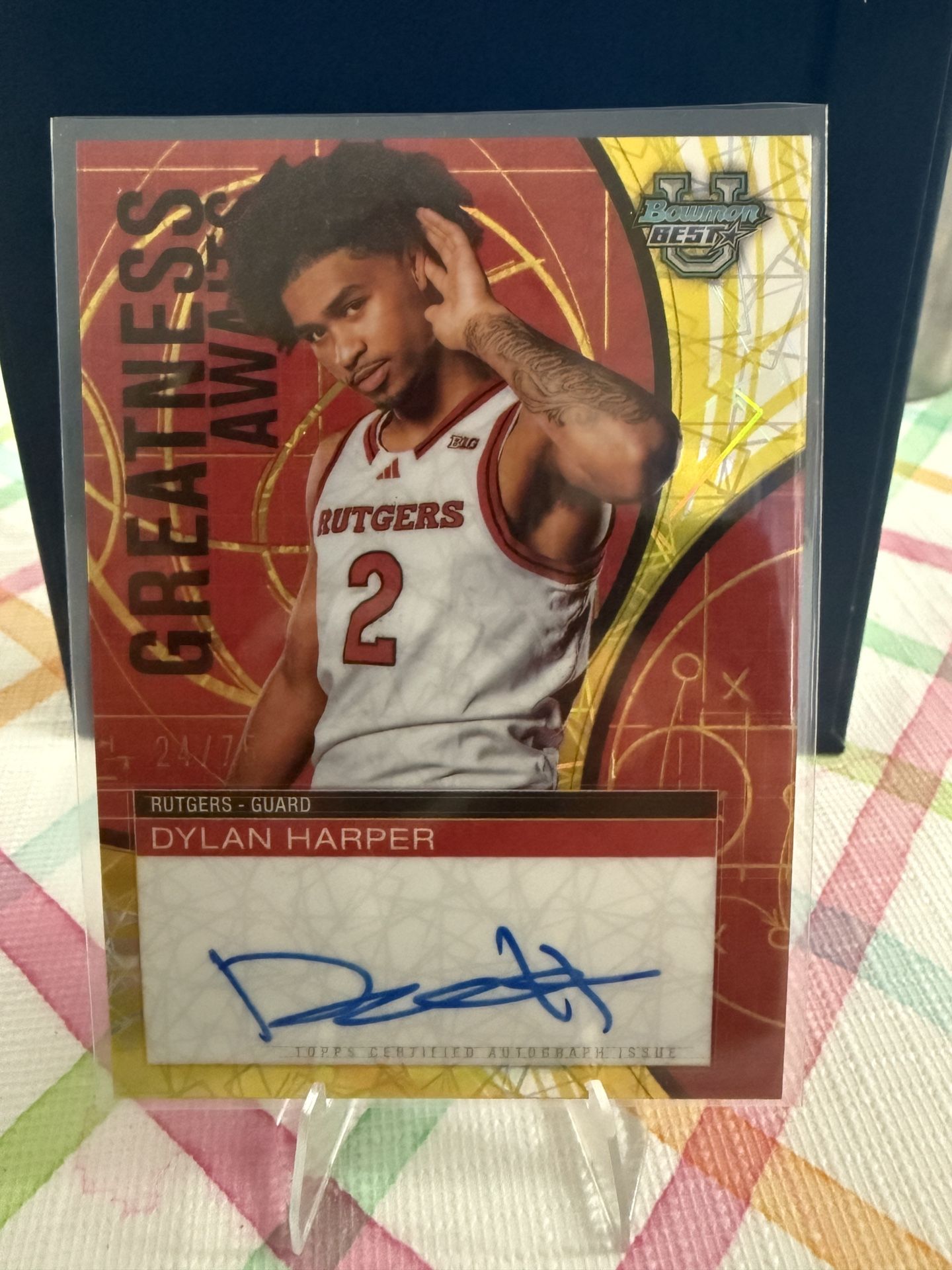 Dylan Harper 2024-25 Bowman Best University Greatness Awaits Auto Yellow 24/75