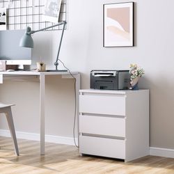 O380 $60   White Nightstand with 3 Drawers, White Bedside Table Night Stand for Bedroom with Cut-Out Handle, Sofa Side Table 3 Drawer Nightstand for B