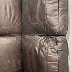 Brown Leather Love Seat 
