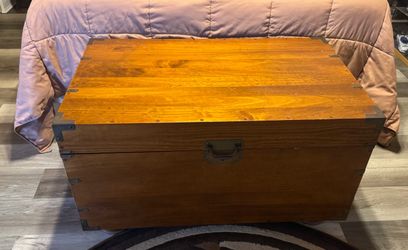 Wooden Storage Trunk with Metal Hardware
