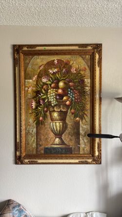 Framed Still Life Oil Painting with Gold Frame $50