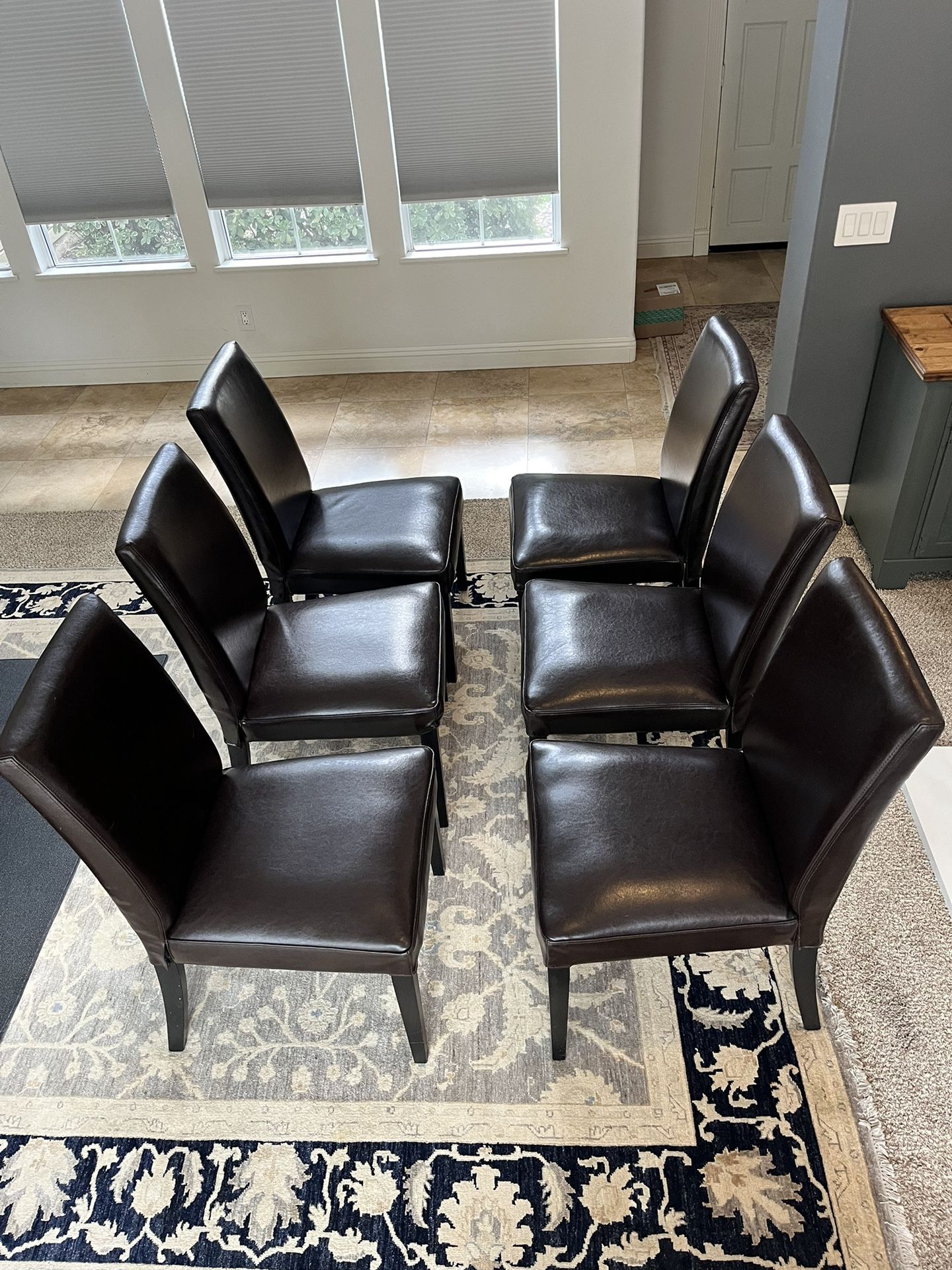 Espresso Leather Ikea Bergmund Dining Chair Set Of 6