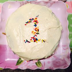 Smash cake from whole wheat flour and organic cream cheese