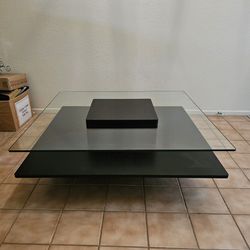 Black Wood and glass square coffee table