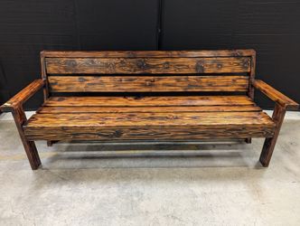 Sturdy Hardwood Outdoor Slatted Bench with Armrests