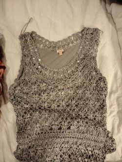 Silver Crotchet Cocktail Dress Size  Medium 
