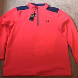 MEN'S UNDER ARMOUR STORM 1/2 ZIP GOLF JACKET RED CORAL WATER RESISTANT XXL