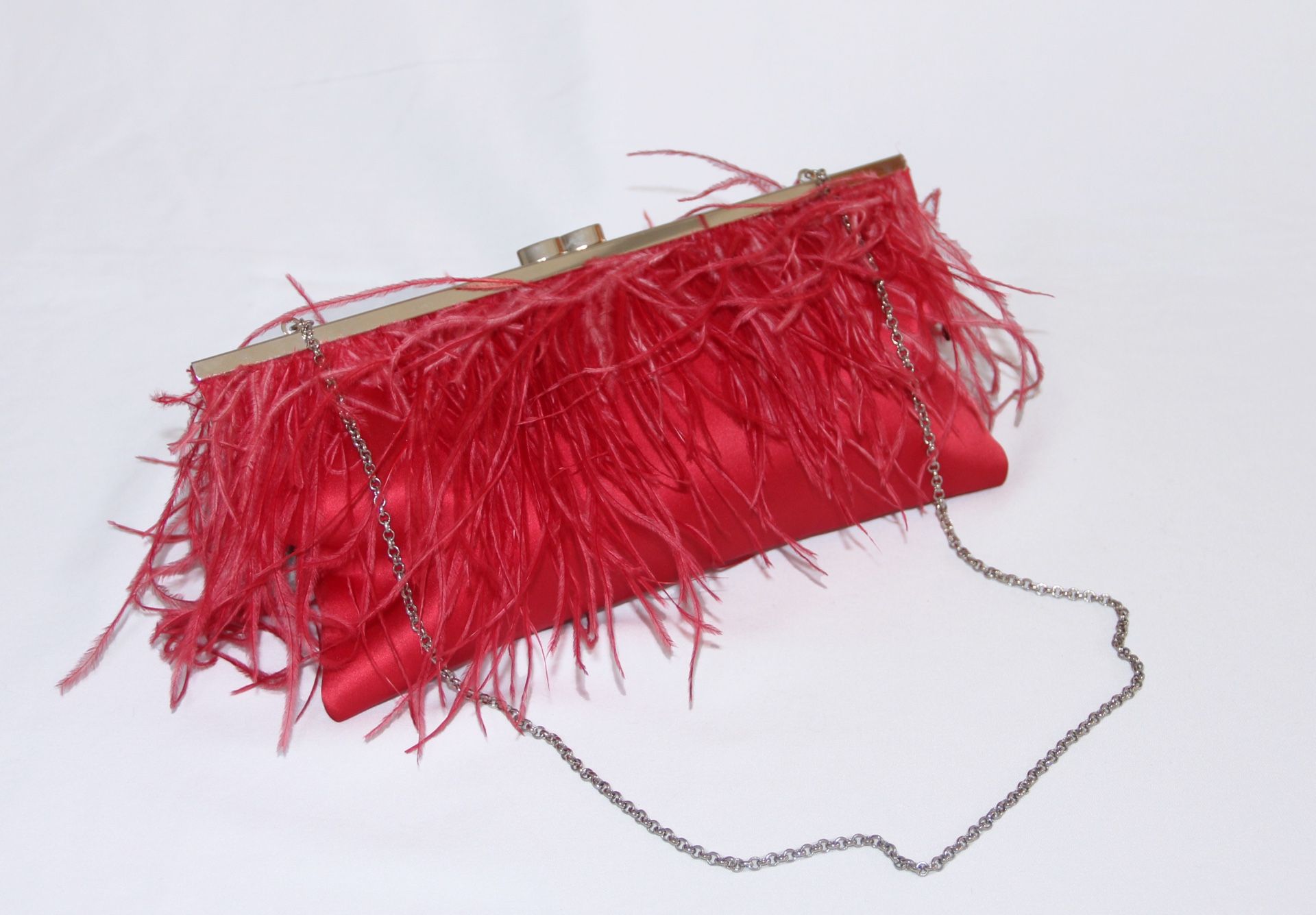 BCBG Max Azria Hot Pink Satin Feather clutch