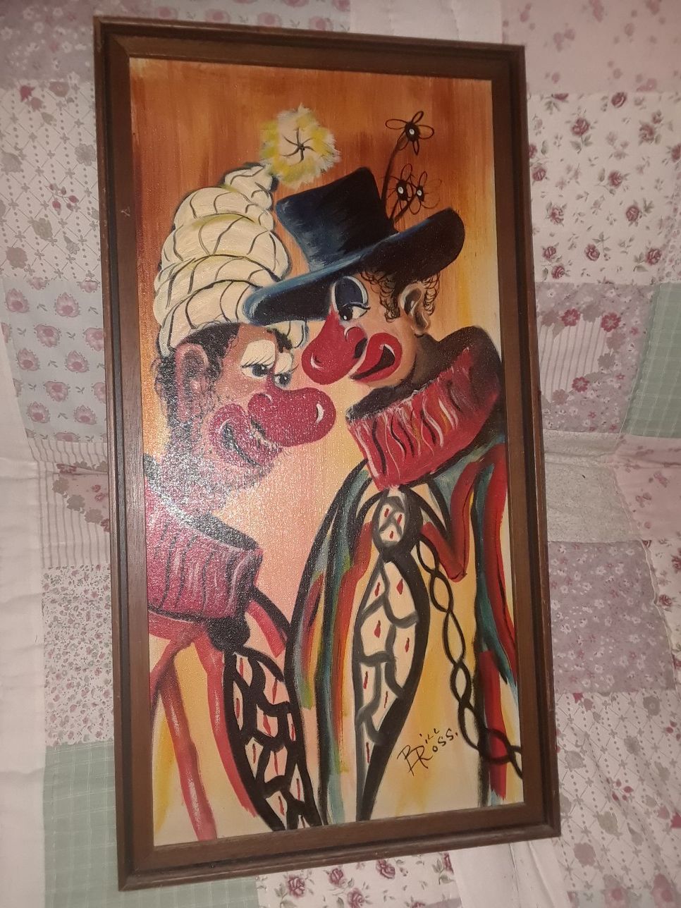 Bill Ross clown picture painting signed