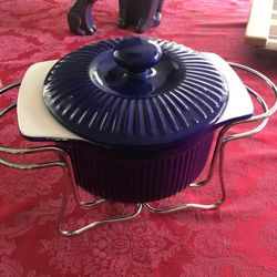Ceramic Chafing Dish with Raised Rack and Warmer