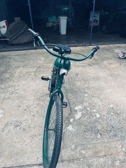 Custom Green Motorized Cruiser Bicycle