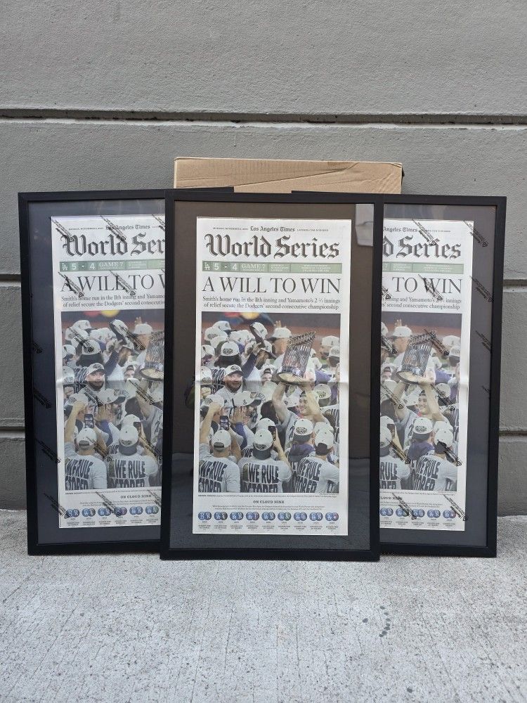 Framed  2025  Dodgers World Series Championship Newspaper