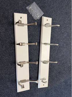 Wall-Mounted Coat Rack Hooks - White - Used (2 Pieces)