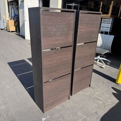 IKEA BISSA Shoe cabinet with 3 compartments, black-brown $35 each 