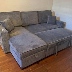 New Sleeper Sectional Couch With Storage / Free Delivery 