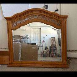 Oak 46.5 H x 47.5 W Mirror For A Chest Of Drawers 