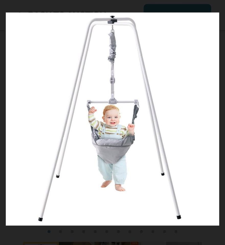 VEVOR Baby Jumper Bouncer, Height-Adjustable Baby Jumpers with Stand, Quick-Folding Toddler Infant