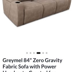 Greymel Zero Gravity Electric Reclining Sofa