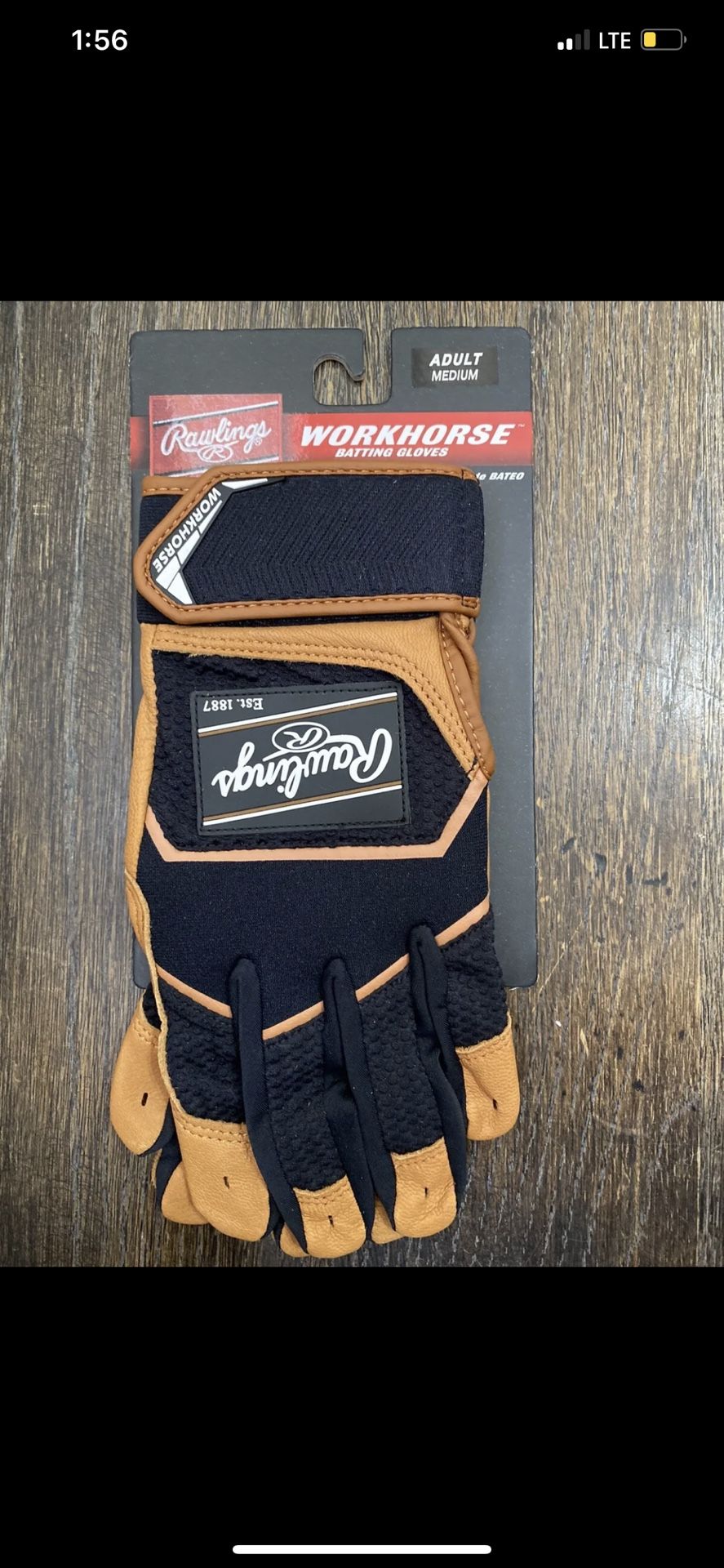 Rawlings Workhorse Adult Medium Batting Gloves WH22BG-CAR /B-89 Black Brown