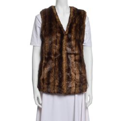 Mela London Brown Faux Fur Knit Cropped Vest Size S