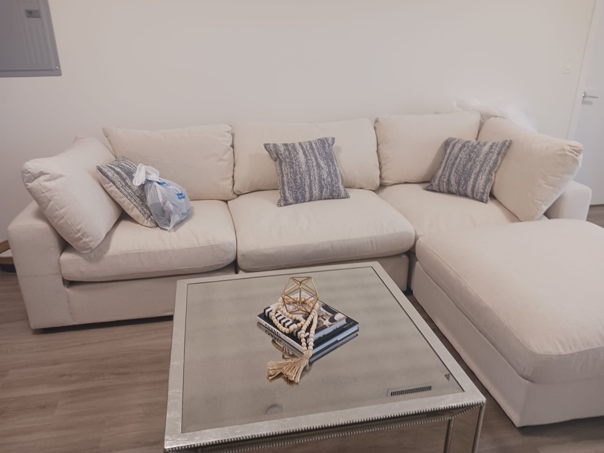 Beige/Cream Sectional Couch 