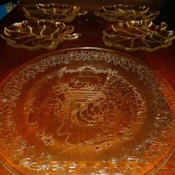 Antique Vintage Large Crystal Platter 