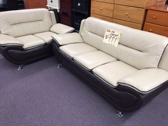 Leather 2 tone sofa love sale