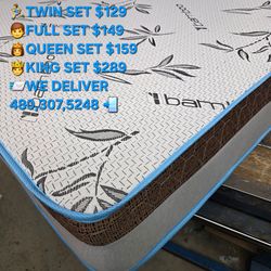 Queen bed and box spring 😴 mattress and box spring