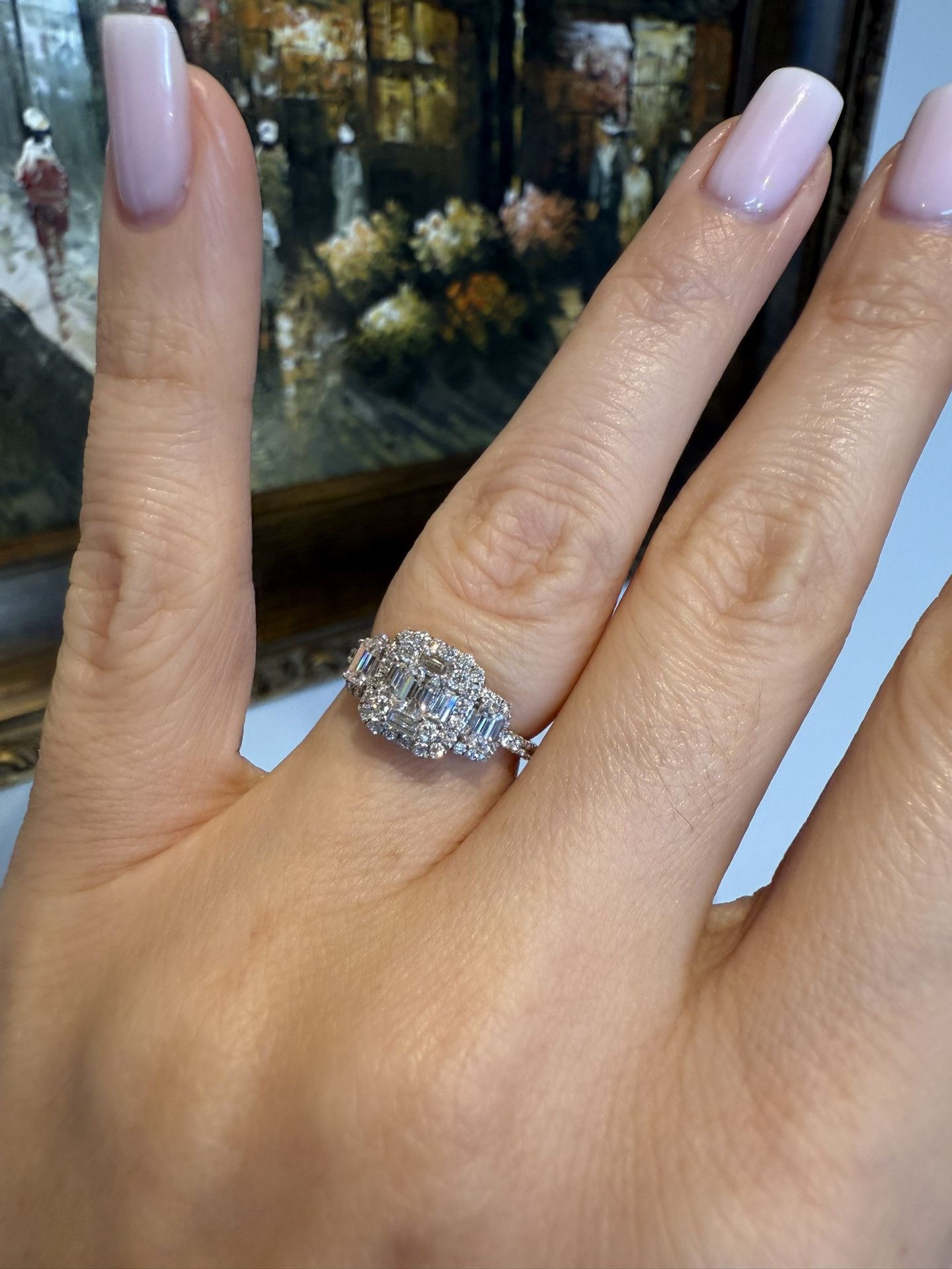 14K White Gold 1.00ct Natural Diamonds Gorgeous Ring 