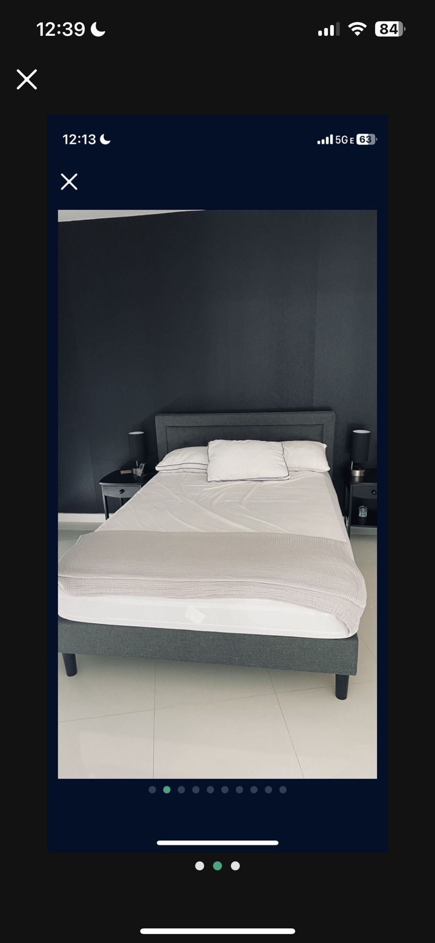 Queen Bed Set With Night Stand And Two Lamps