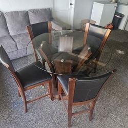 5 Piece Hardwood + Glass Dining Set