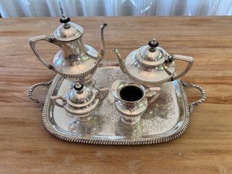 Vintage Crescent Silver Plated 5pc Tea Coffee Service Set