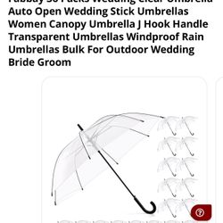 Wedding Clear Umbrellas Black Handle New 30 In Box