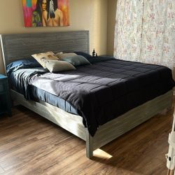 King Size Bed - Wooden Frame and Nest Bedding Mattress 