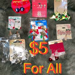 $5 For All Holiday earrings and Pin Total of 8 Brand new