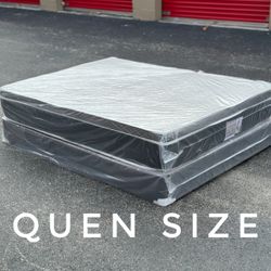 NEW QUEEN SIZE PILLOWTOP MATTRESS AND BOX SPRING SET // OFFER DELIVERY 🚚