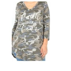 Camo Print Flowy Women Top 