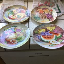 Wall Plates With Fruit Painted On Them