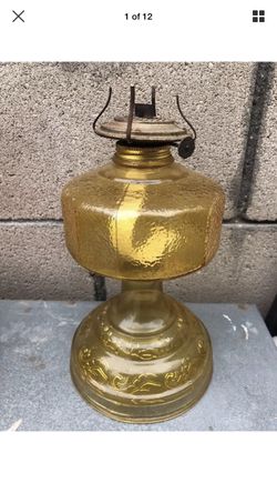 Vintage oil lamp kerosene amber new wick