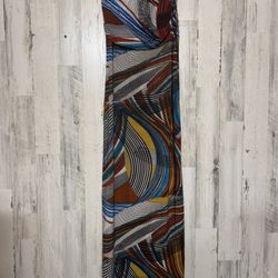 Julia Colorful Abstract Strapless Maxi Dress  Size M