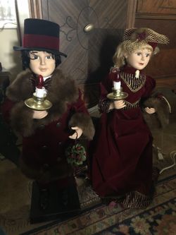 Vintage animated pair of dolls Christmas 