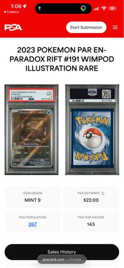PSA 9 Wimpod Illustration Rare Pokémon Card